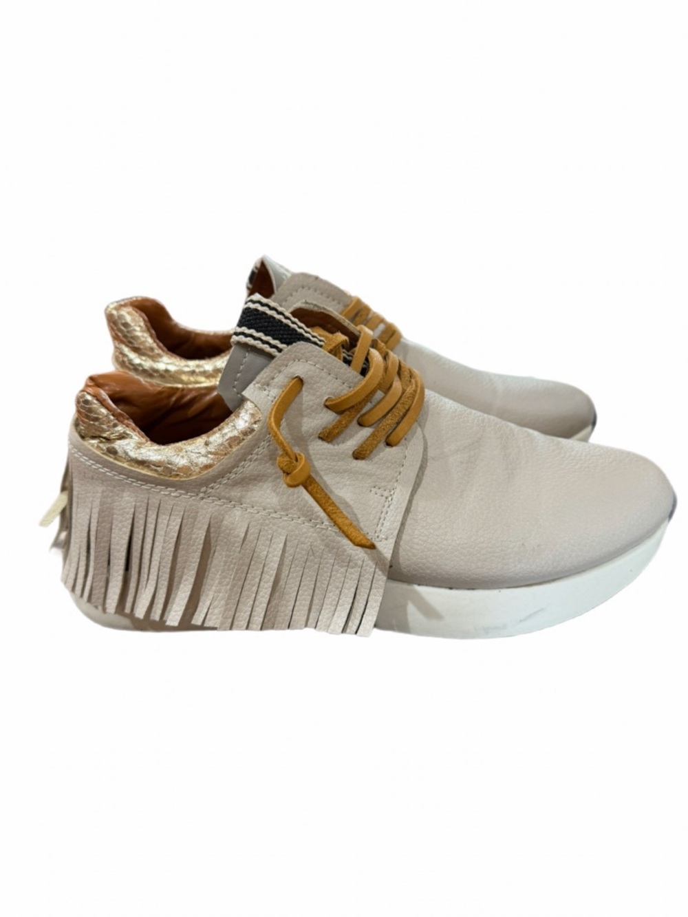 Shu Shop Pepe Sneaker with fringes, bone color size 6